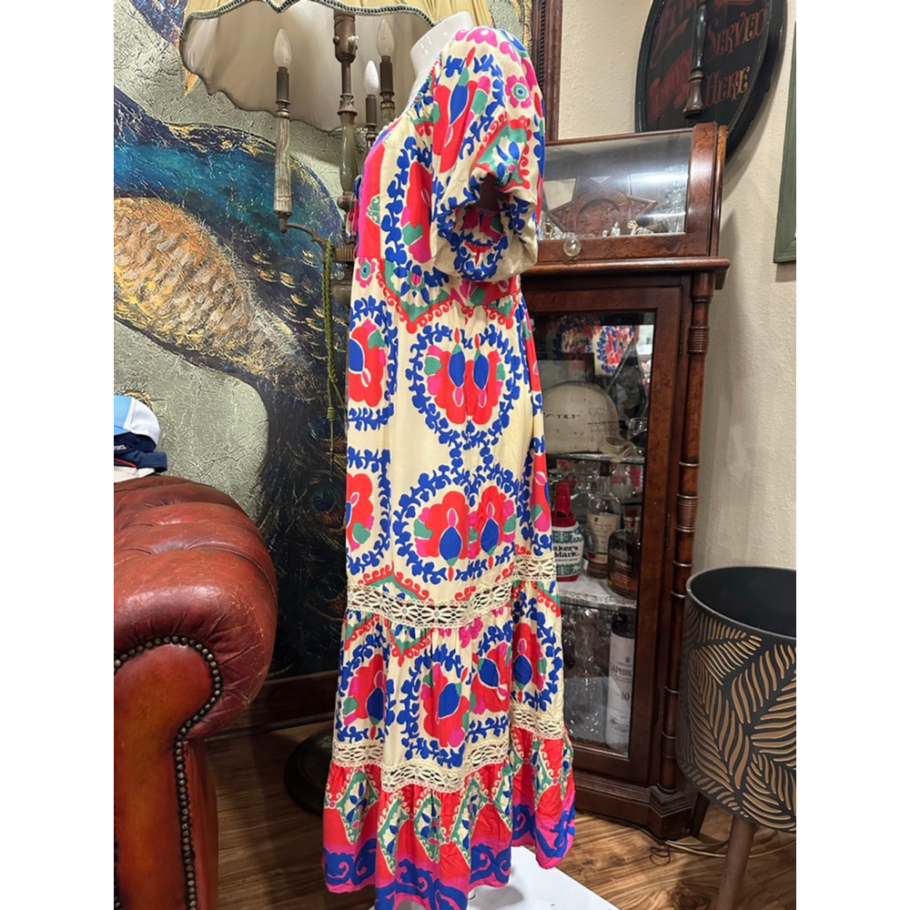 Vince Camuto Petite Maxi Dress Beige Multicolor - Picture 3 of 6